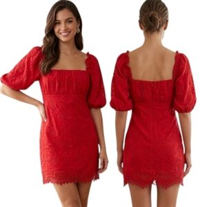 LOVERS + FRIENDS Embroidered Babydoll Mini Dress - Size M